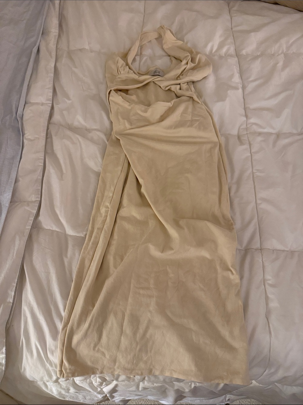 Cream Halter Maxi Dress - Elegant Evening Slip Dress